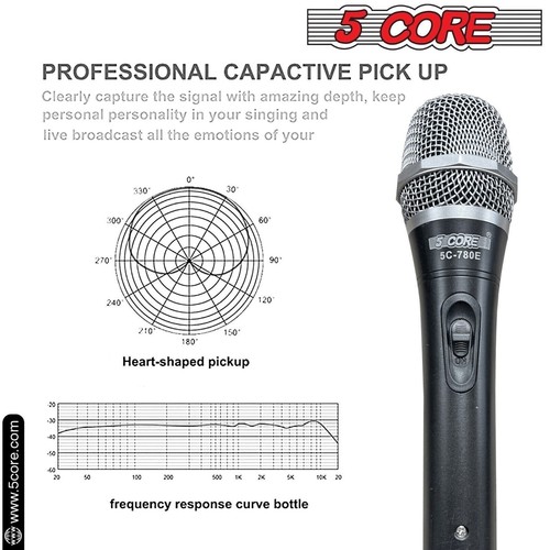 5Core XLR Microphone Dynamic Mic Karaoke Singing Studio Microfono Handheld Mics - Picture 2 of 17