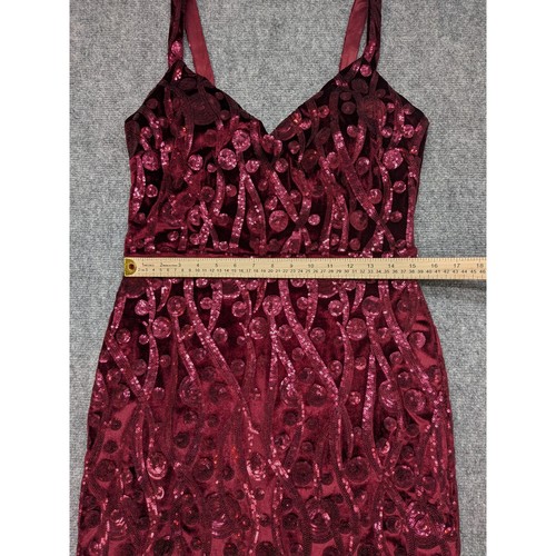 Tatyana Velvet Sequin Bodycon Dress XL Cocktail Burgundy Pin Up Flirty Midi - Picture 2 of 9