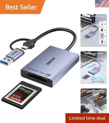 High-Speed CFexpress Type B Adapter - 10Gbps USB Reader for Windows/Mac/Linux