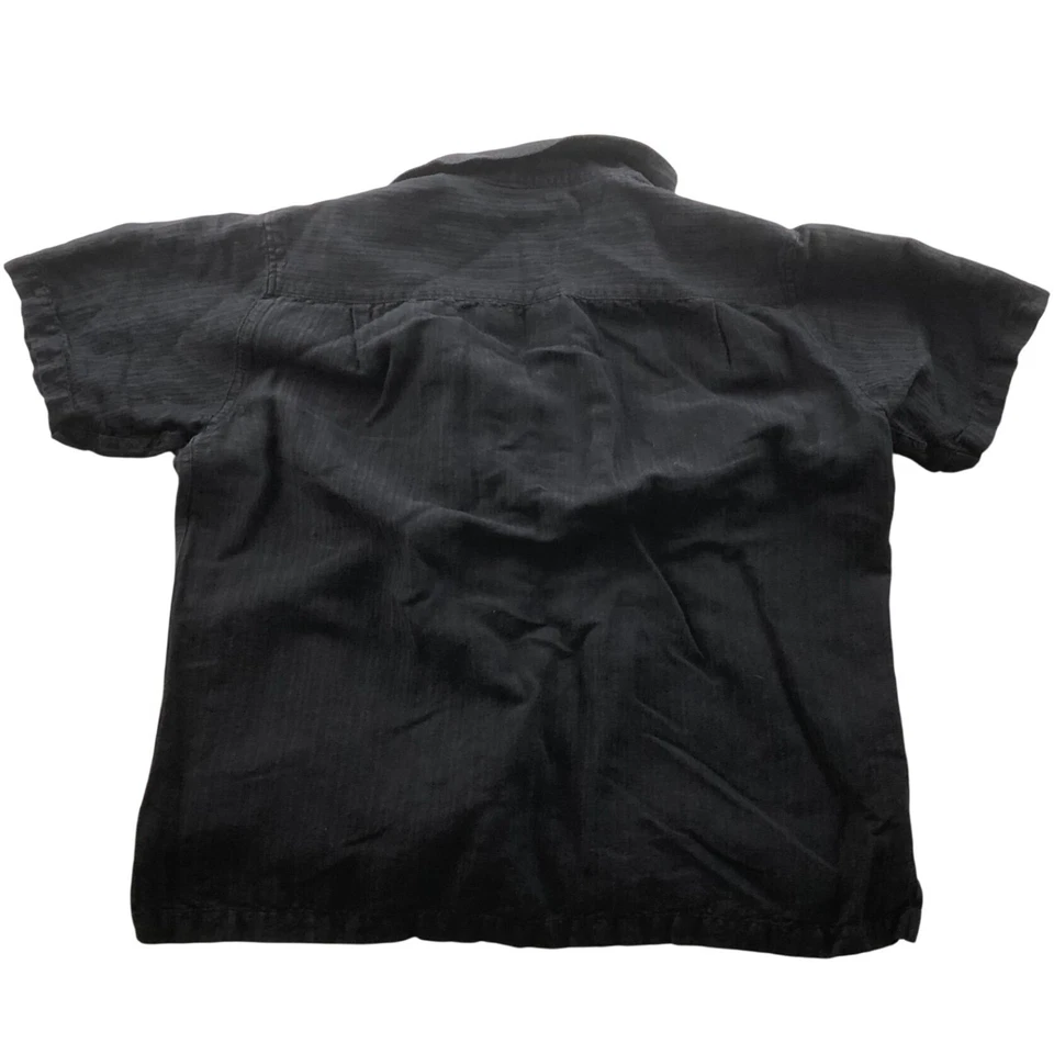 Alfani Mens Shirt Large Short Sleeve Linen Blend Button Up Casual Black Classic - Image 2 of 4