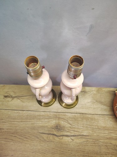 Pair Vintage Pink Tyndale 1940's Double Armed Lamps ( No Cords) - Picture 5 of 12