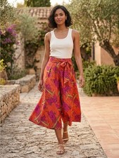 Vintage Silk SUPER Wide Leg Cropped Culottes Pants - Small, looks like a skirt