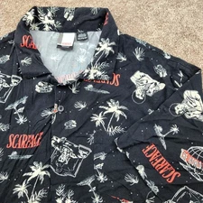 Mens Scarface Tony Montana All Over Print  Hawaiian Shirt Black 3XL Button Up