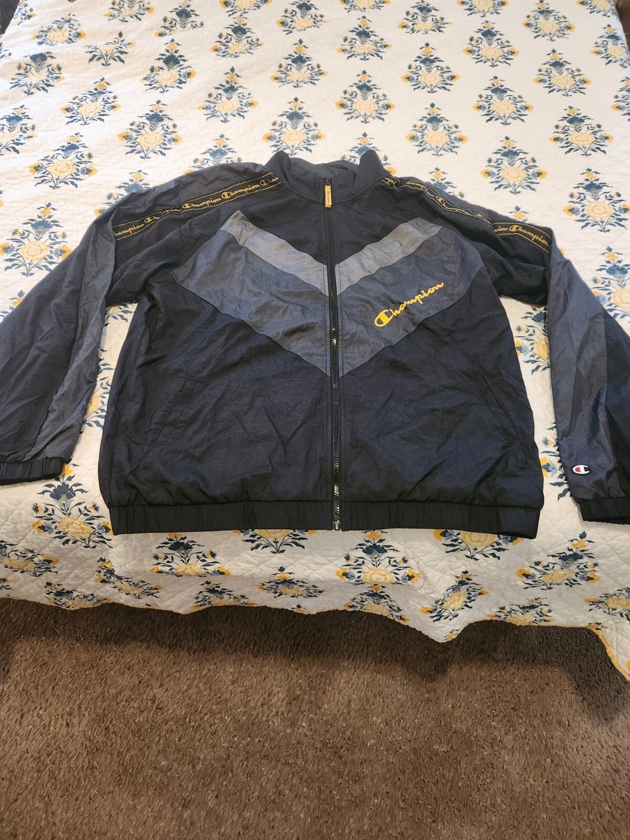 Champion size XL Windbreaker Jacket Black/Gold. | eBay