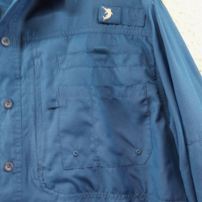 Chemise De Pêche Reel Legends Homme, Manches Longues, Bleue, Taille L, Légère Avec Poches