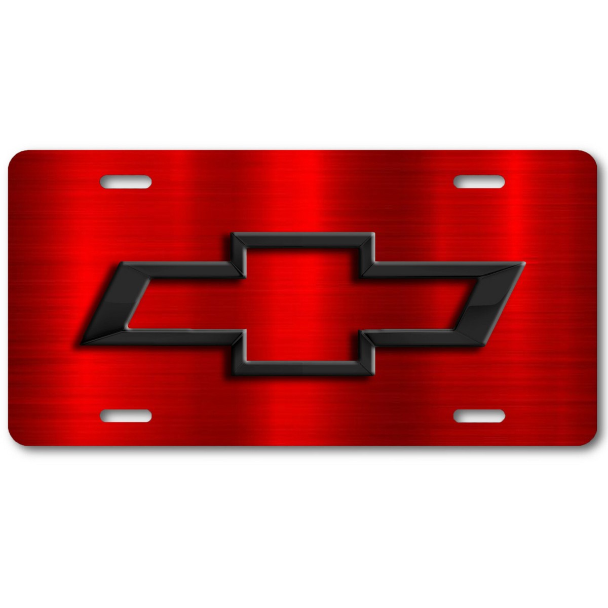 Chevy ART Chevrolet Black Bow-tie On Red Steel Look Aluminum License Plate Tag E - Foto 3