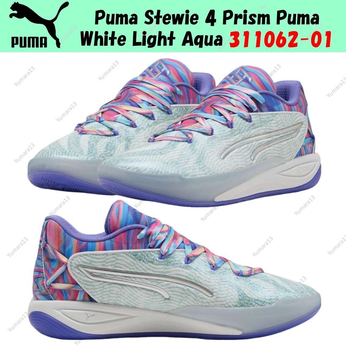 シューズ(男性用) PUMA STEWIE 4 PRISM Puma Stewie 4 Prism White / Light Aqua - Apr 2025 - 311062