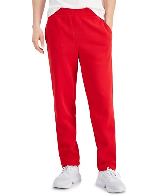 ID Ideology Men's Licorice Red Solid Fleece Jogger Pants, Medium