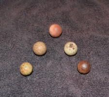   Antique 1800s Glaz Clay Toy Marble Lot of 5 Size Range .687" to .812"  