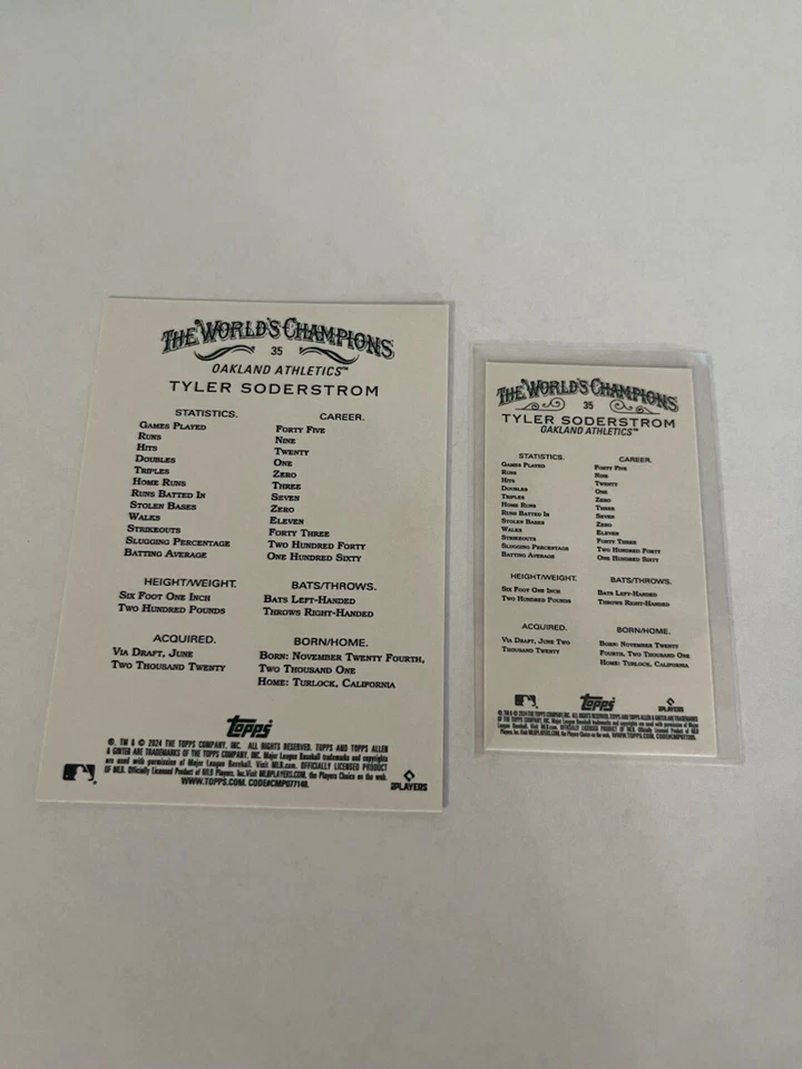 2024 Topps Allen and Ginter Mini & Base #35 Tyler Soderstrom Oakland"2-card lot" - Image 2 of 2