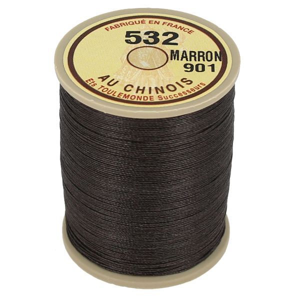 Fil de lin AU CHINOIS câblé glacé 532 marron 901 pour couture main et sellerie