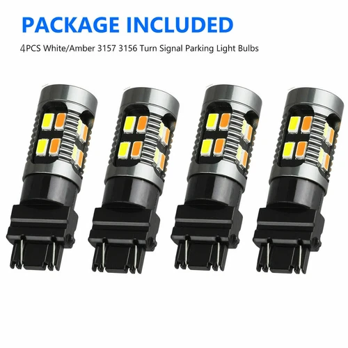 4X 3157 3156 LED Turn Signal DRL Light Bulbs Switchback 4157na 3457a White Amber - Picture 13 of 13