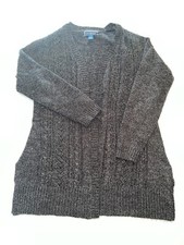 Karen Scott Women's Lightweight Open Front Cardigan Sweater Long Sleeve Gray Siz