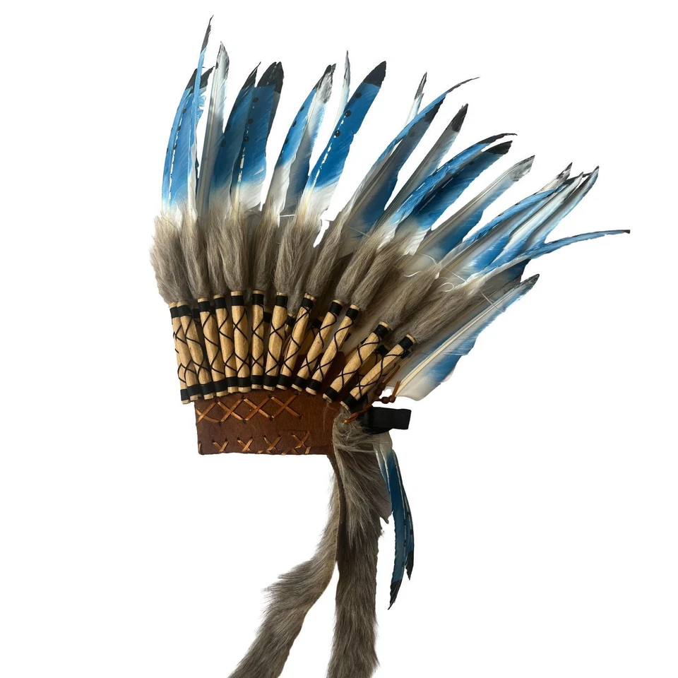 American Chief Indian Native Hat Headpiece Costume Accessory Artificial Feather - Image 4 of 4