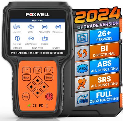 Foxwell NT650 Elite OBD2 Scanner Car Diagnostic ABS EPB SRS TPMS DPF Oil Reset