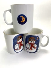 1997 Elaine Thompson Winter Snowman Moon Coffee Hot Chocolate Cocoa Tea Cup Mug