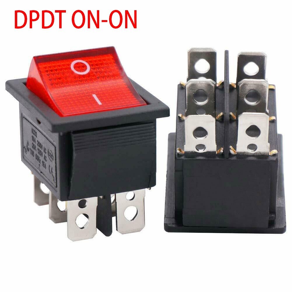 Panel Mount 1x Switch Plastic Rocker Switch DPDT Contact DPDT ON-ON ...