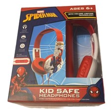 Marvel Spiderman Kid Safe Headphones In-Line Microphone Adjustable Headband