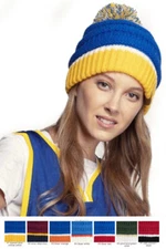 Jinscloset C.C Exclusive University College School Color Pom Pom Skully Beanie
