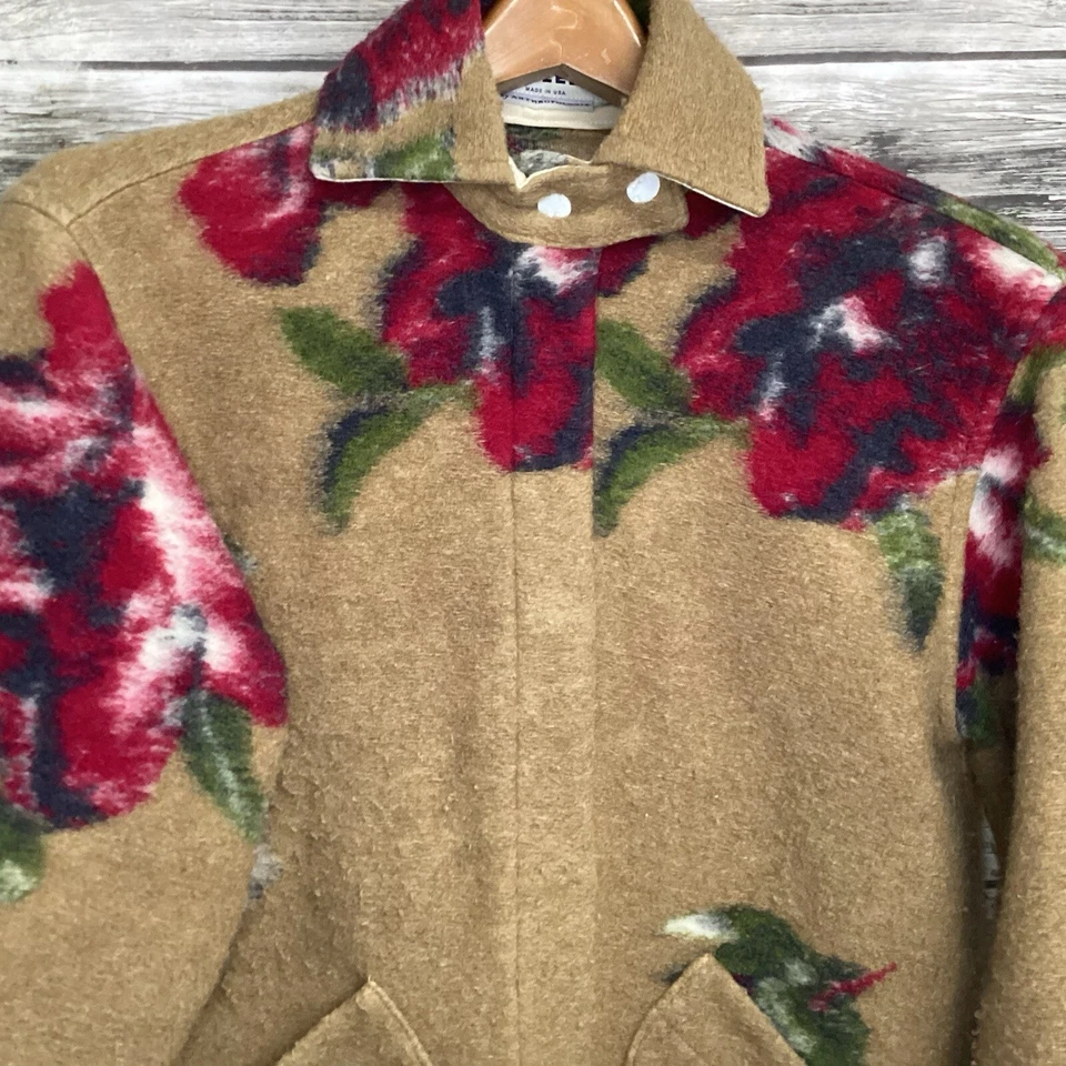 Chaqueta Carleen by Anthropologie Mujer XS Marrón Estampado Floral Lana Abrigo Boho Foto 4 de 4
