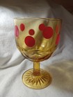 Vintage 1960’s Goblet Glass Amber with Red Polka Dots — photo 1
