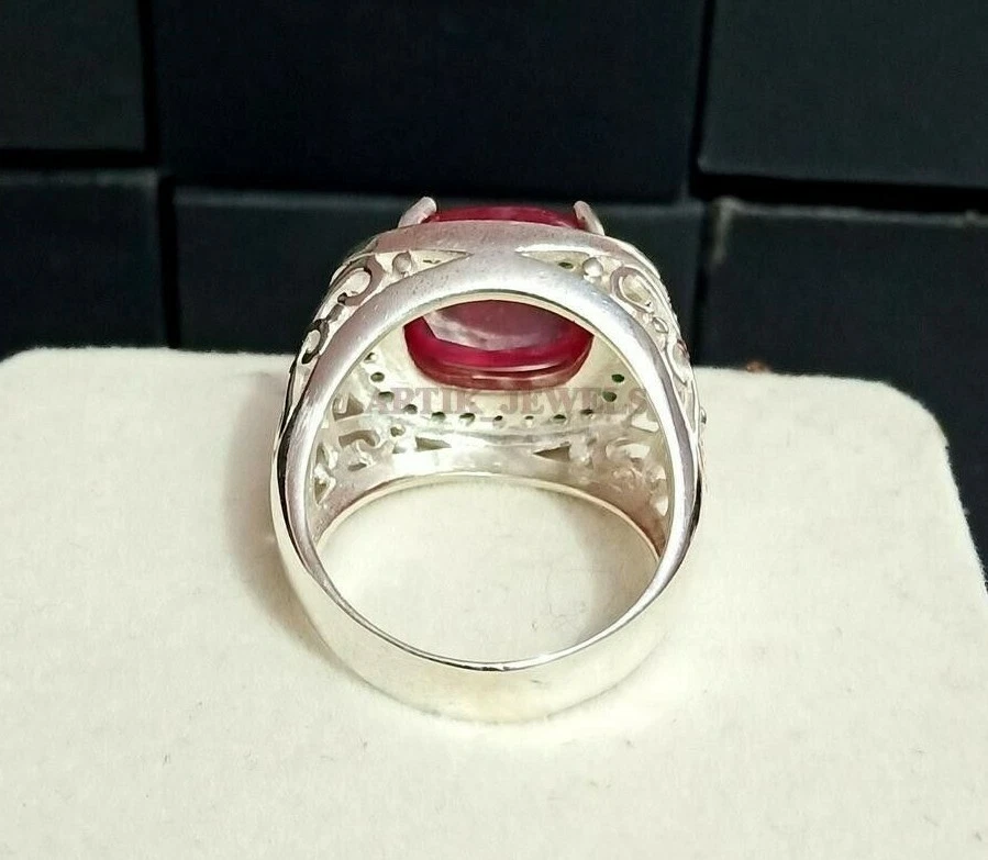 Heizbar Rubin & Onyx Edelstein Mit 925 Sterlingsilber Ring für Herren #1475 - Bild 3 von 4