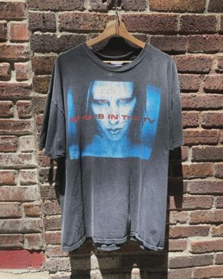 #ad #ad 90’s Marylin Manson ‘God is in the TV’ Black Short Sleeve Unisex Tshirt KH5284 $25.99