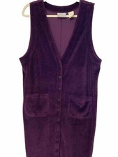 Vtg Erika Studio Purple Plum Velour Jumper Dress Sz M Maxi Whimsigoth 90’s