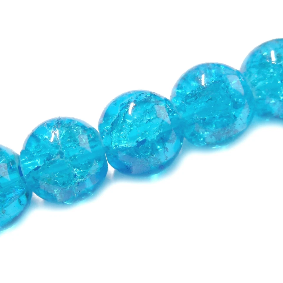 Glasperlen Crackle rund 8 mm azur blau ca. 105 Perlen Spacer nenad-design - Bild 3 von 4