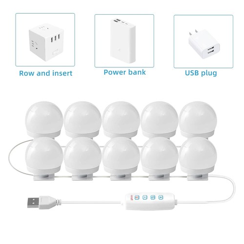 10 Bulbs DIY Hollywood Lighting Makeup Vanity Mirror with Dimmable Lights - Bild 5 von 14