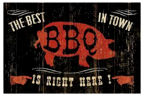 BBQ - Vintage Que Sign - Vinyl Decal 4" x 6" Car Window Laptop Cup Tumbler Bar