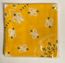 Yellow Paisley And Ankh Bandana Scarf Handkerchief Ellora  s Cave
