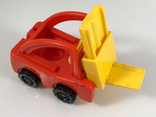 Vintage Fisher Price Little People Construction Forklift Orange & Yellow - Picture 4 of 4