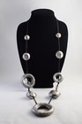 Estate MAJO Artisan Modernist Strung Chunky Abstract Metal Art Necklace 40” Long