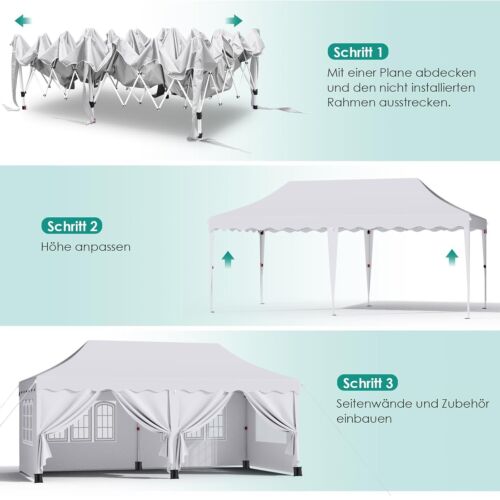 3x6m Heavy Duty Waterproof Pop Up Gazebo Garden Party Canopy Tent with 6 Sides - Picture 20 of 28