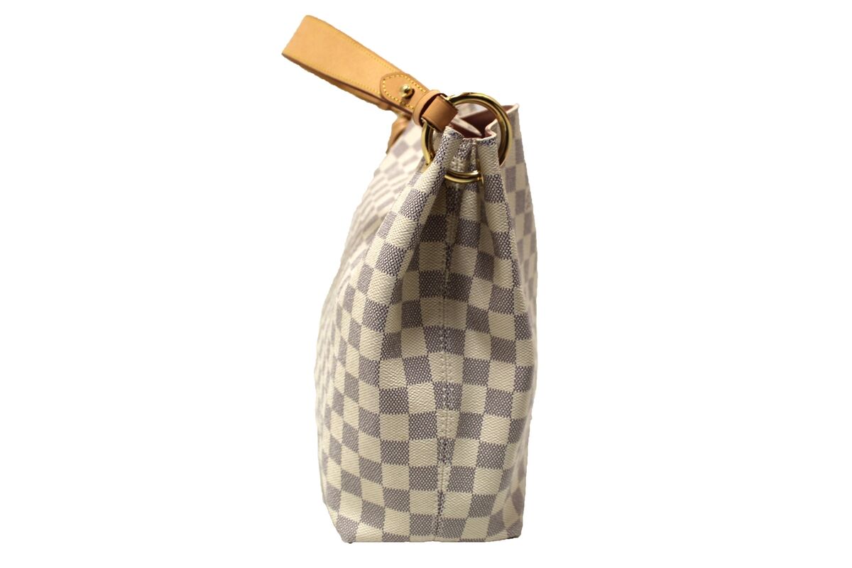 USED Louis Vuitton Damier Azur Graceful PM Hobo Shoulder Bag AUTHENTIC