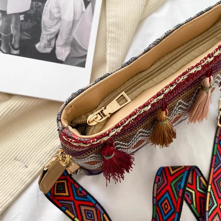 Festival Boho Ethnic Folk Style Tassels Colourful Shoulder bag crossbody Travel - Image 2 of 2