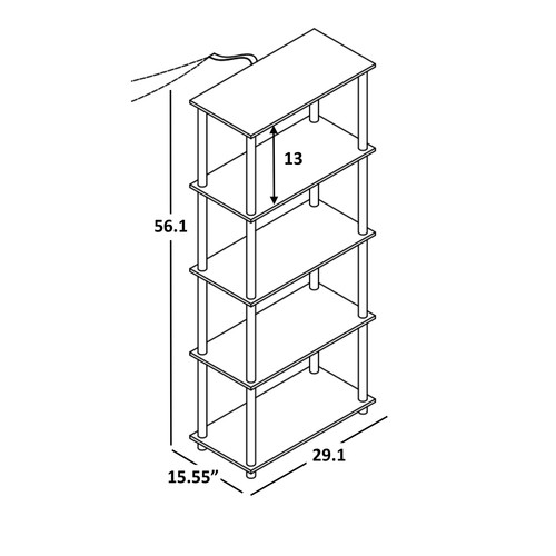 5-Shelf Storage Bookcase Shelving Displaying Rack Organizer Kitchen Closet White - Picture 4 of 5