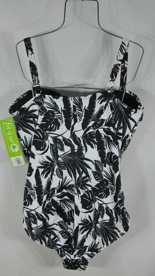 Traje de baño para mujer Fit 4 U 24W con control de barriga estampado negro blanco nuevo con etiquetas Foto 2 de 3