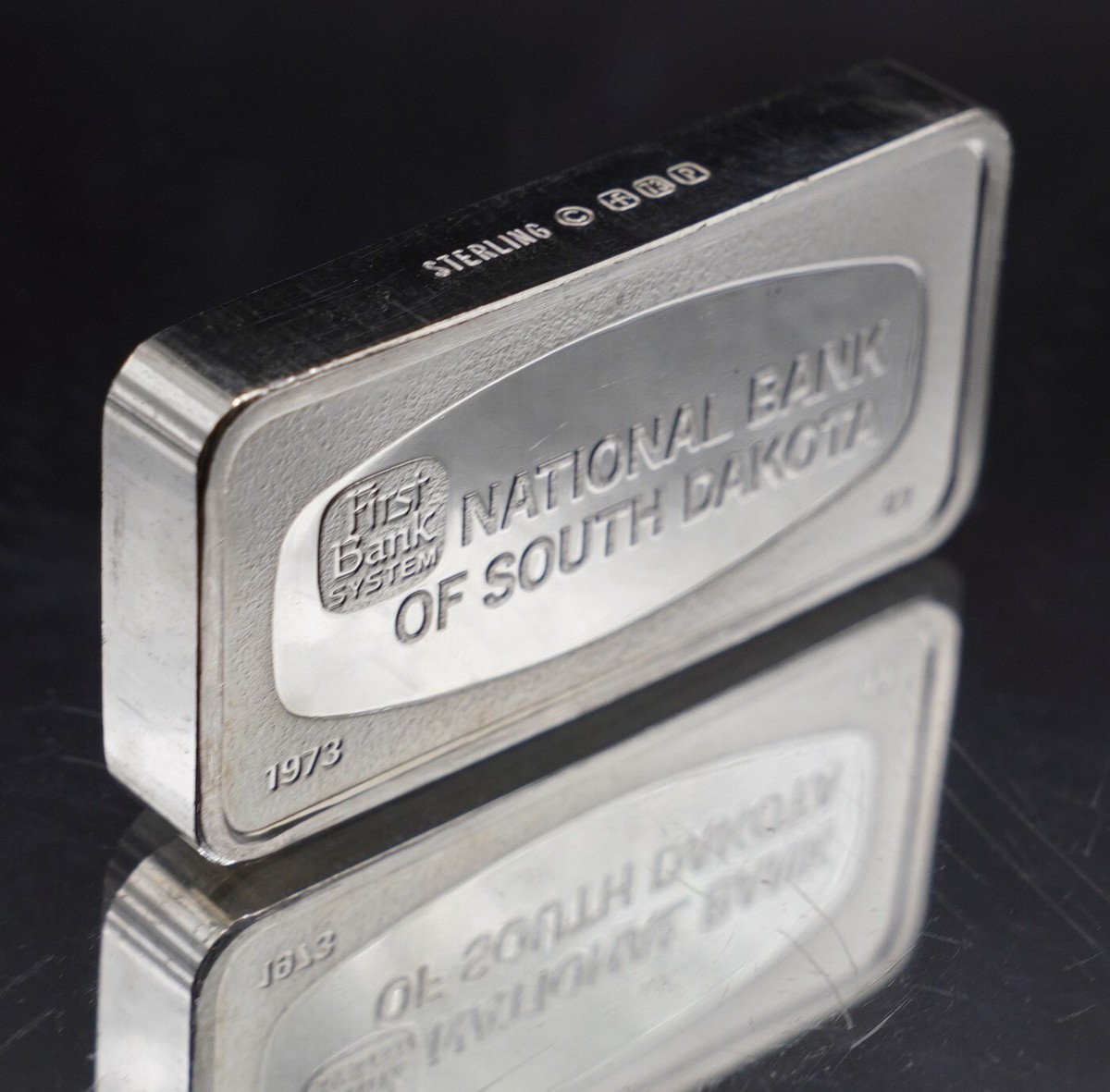 1973 National Bank of South Dakota Franklin Mint 2oz 925 Silver