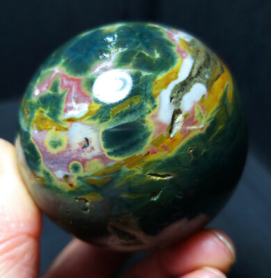 Rare 223G Natural Polished Orbicular Ocean Jasper Sphere Ball Healing  YWD360
