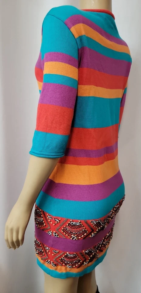 Vestido Suéter Tejido Nanette Lepore ARTSY Talla S Azul Naranja Púrpura Para Mujer #W Foto 2 de 4