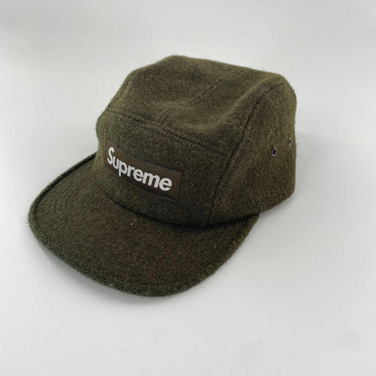 Boîte à 5 panneaux logo chapeau de camp en laine tweed Supreme Harris vert SS13 JOLI