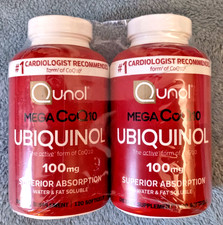 2 PACK Ubiquinol MEGA CoQ10 100mg 120 Softgels Qunol Exp 3/2028 Super Absorption
