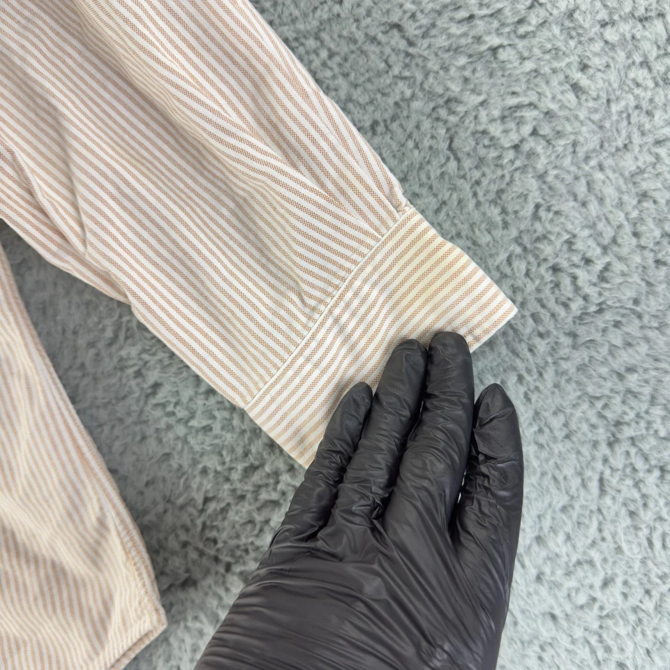 Camisa Ralph Lauren Abotonada Para Hombre Grande Beige Rayas Yarmouth Algodón Oxford Foto 3 de 4