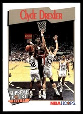 Clyde Drexler 1991-92 Hoops #491 Trail Blazers NBA READ FREE SHIP AutographDen