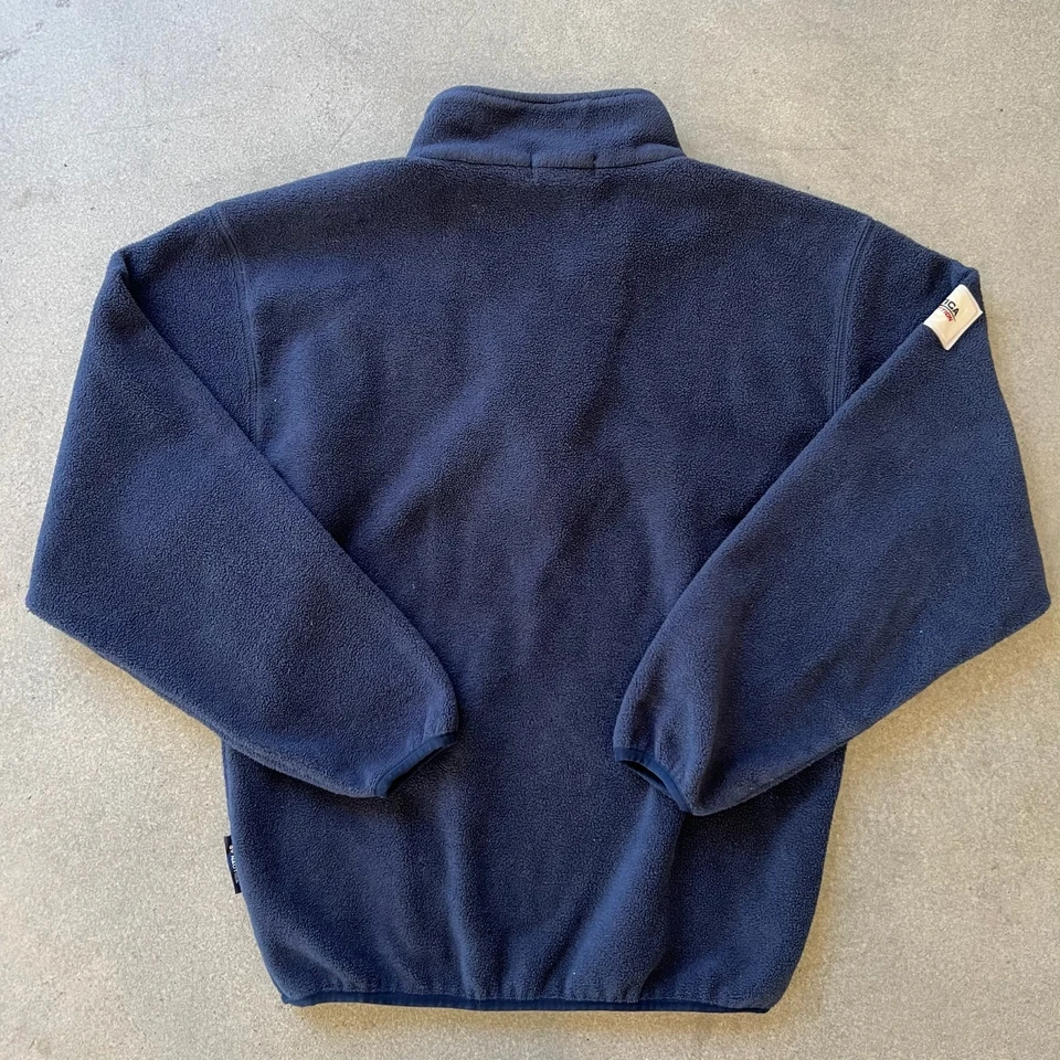 Pullover de Competición Nautica De Colección Para Hombre Mediano Azul Amarillo Vellón Años 90 Hecho en EE. UU. Foto 3 de 4