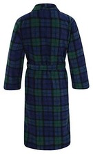 John Christian Men's Fleece Robe, Scottish Black X-Large-XX-Large Navy / Green