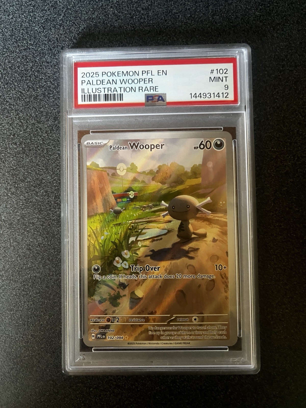 Pokemon TCG Me02 Phantasmal Flames Paldean Wooper 102/094 IR Holo ENG PSA 9