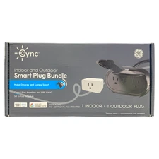 GE Cync Indoor and Outdoor Smart Plug Bundle, 2 Pack, 1 Indoor and 1 Outdoor